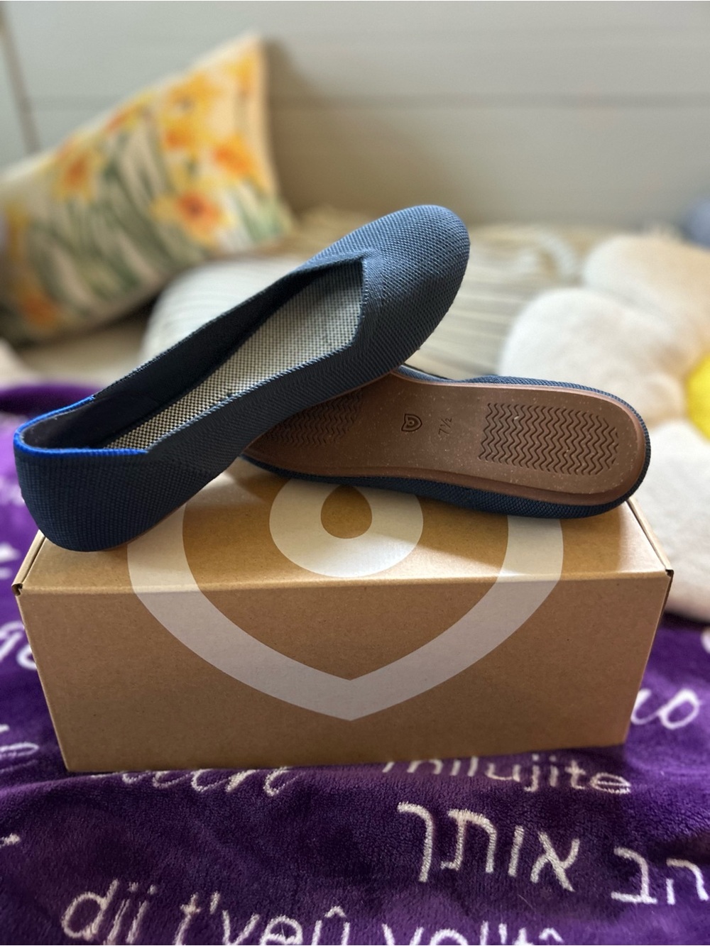 Rothy's Navy Knit Slip-On Ballet Flats
